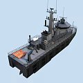 Modern Military Warship With Dark Hull Navigation Tower Antennas And Metal Deck