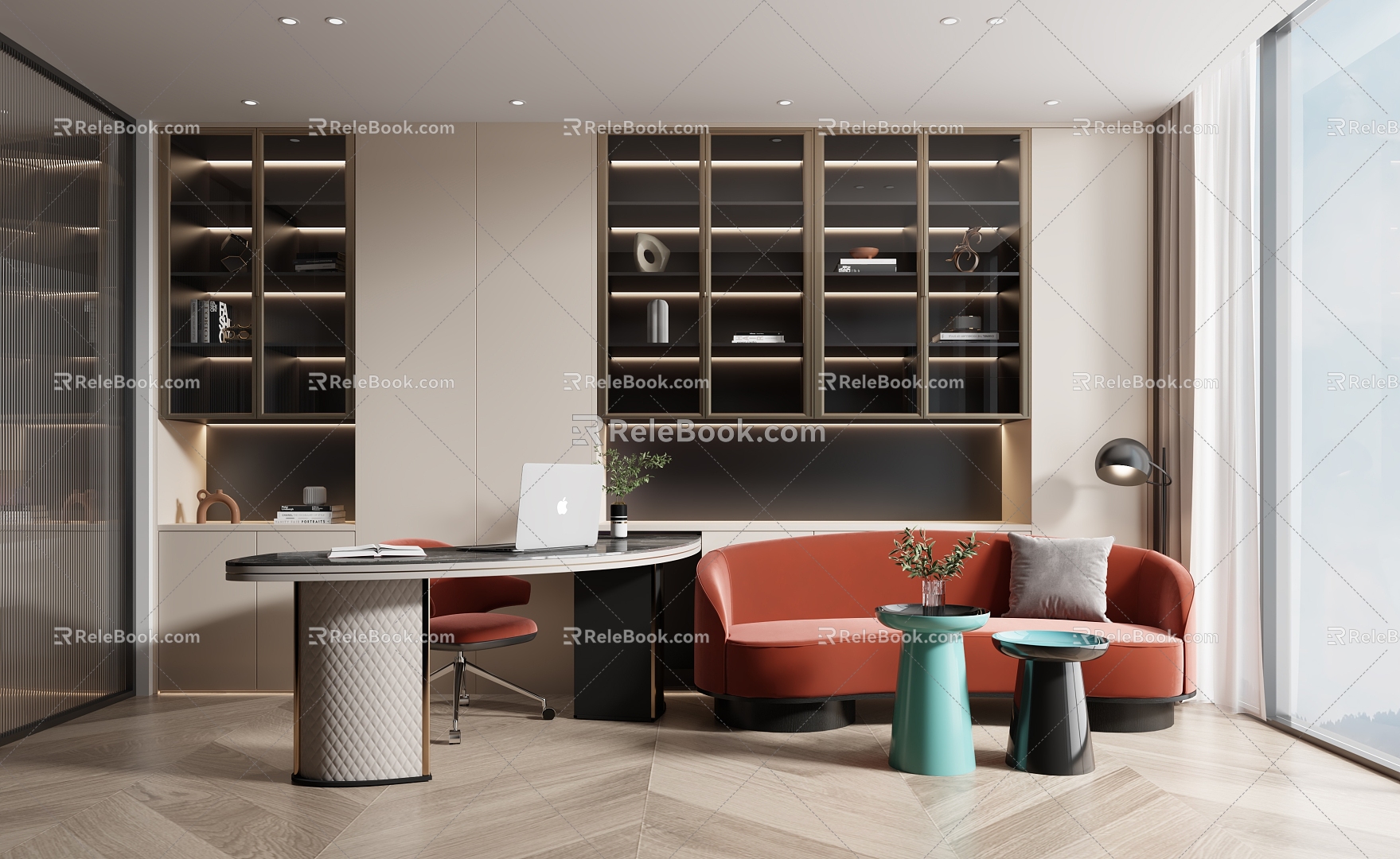 Modern Study Desk 3d model