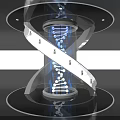 Modern Tech Display Shelf with DNA Helix Structure Transparent Material Blue Model and Staircase Design 3d model
