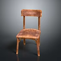Vintage Wooden Single Chair With Brown Leather Seat And Simple Design Structure