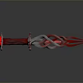 Ornate Red Handle Dagger With Silver And Red Twisted Sharp Blade Design