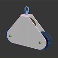 White Triangular Metal Pulley Hardware Tool Featuring Double Wheels And Top Hook
