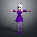 Anime Character In Purple Dress With White Hair Bow And Outstretched Arms