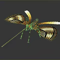 Handcrafted Dragonfly Art Piece With Yellow Black Wings Red Head And Grid Design