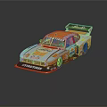 Strongbow Race Car With Light Blue Orange Livery Rear Spoiler And Aerodynamic Body