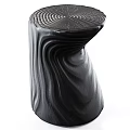 Unique Wooden Stools With Curved Wavy Texture In Dark Brown And Black Colors