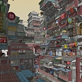 Industrial LOFT Residential Building Kowloon Walled Slum Cyberpunk Urban Residential Building 3d model