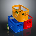 Colorful Plastic Bottle Crates For Household Storage In Yellow Blue Red