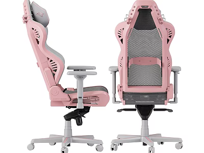 Pink Ergonomic Gaming Chair With Mesh Back Adjustable Armrests And Swivel Base 3d model