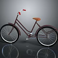 Brown Bicycle With Red Handlebar Brown Seat And Black Wheels On Gray Background