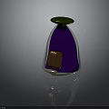 Modern Decorative Object With Purple Silver Body Green Top And Orange Center Piece