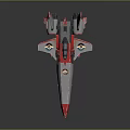 Gray and Red Cosmic Spacecraft Model With Multiple Engines And Wings