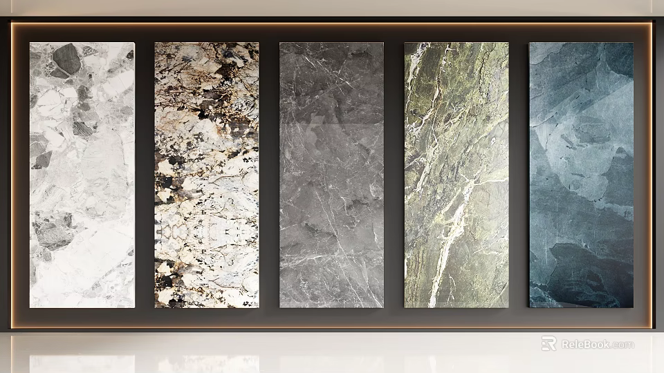 Stylish Wall Panels With Various Textures And Multiple Colors Displayed In Frame 3d model