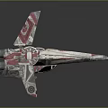 Futuristic Red And White Sci Fi Spaceship Model With Detailed Wings And Engines