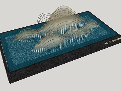 Stylish Garden Ornament With Wavy Linear Design And Blue Water Surface 3d model