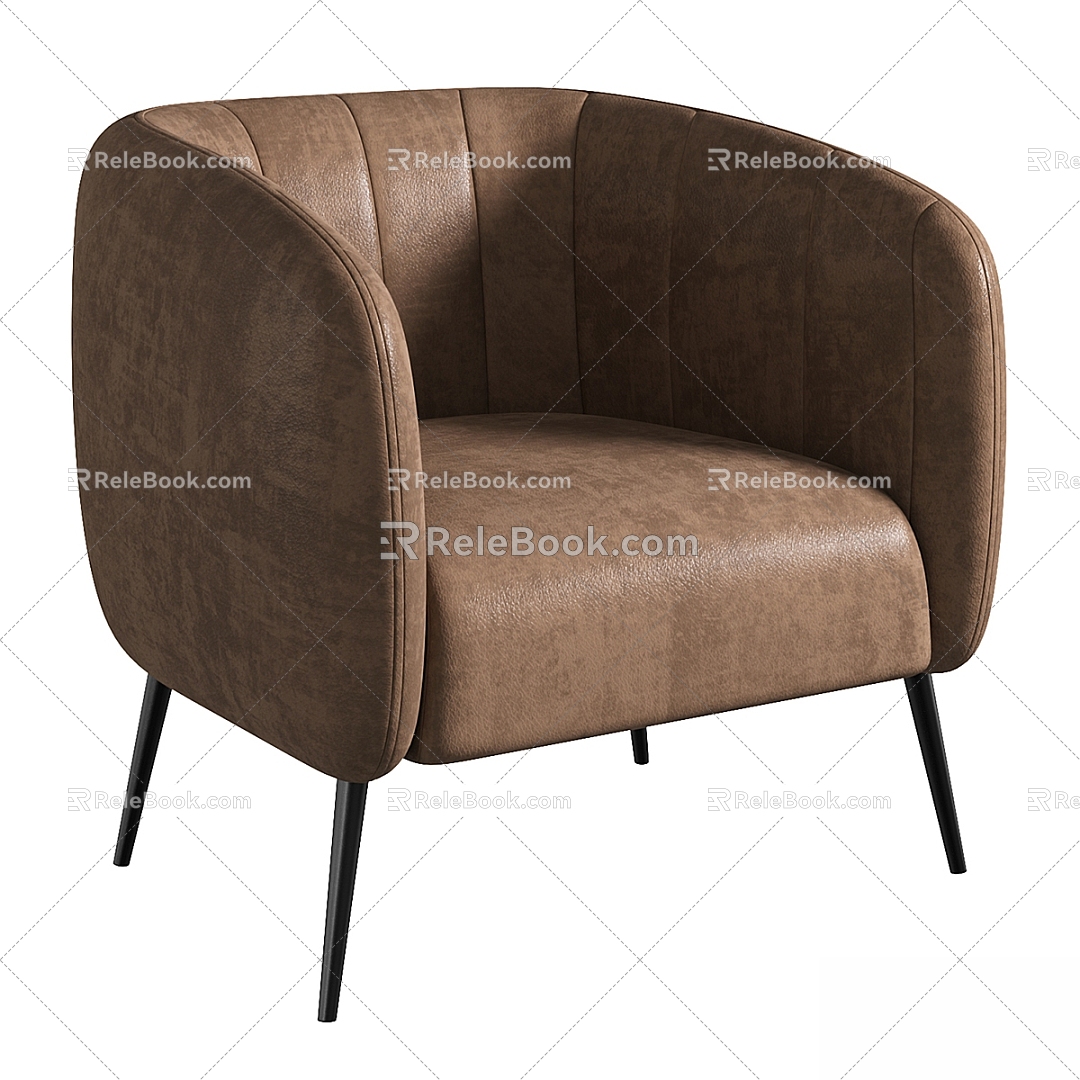 Brown leather lounge chair 3d model