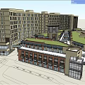 Modern Commercial Complex With Multi Story Buildings Green Roofs And Retail Spaces