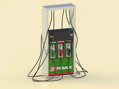 Primex Industrial Fuel Dispenser With Green Red Nozzles And Multiple Hoses 3d model