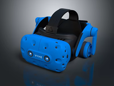 Blue VIVE VR Headset Offering Immersive Experience As Entertainment Electronics Device 3d model
