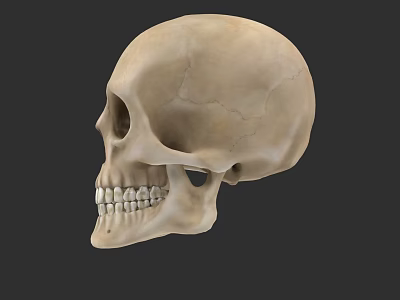 Human Skull Side View With Detailed Bone Structure And Visible Teeth 3d model