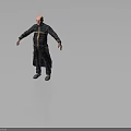 Bald Male Character With Fantasy Creature In Dark Robe And Cross Strap Design Look