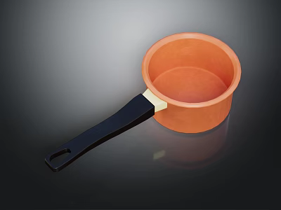 Modern Orange Small Saucepan With Black Handle For Kitchen Cooking Use 3d model