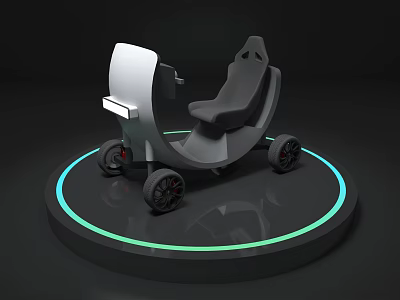 Futuristic Wheeled Mobility Seat On Circular Platform With Green Glowing Ring 3d model