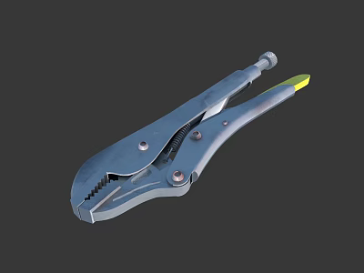 Professional Hardware Tool Locking Pliers With Silver Metal Body And Yellow Handle 3d model