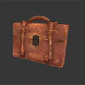 Vintage Brown Leather Briefcase With Classic Metal Buckle And Adjustable Straps For Daily Use