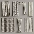 Various Decorative Curtains With Different Patterns Styles And Textures For Home Decor 3d model
