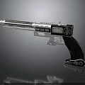 Futuristic Sci Fi Gun Design With Metallic Silver Barrel Black Grip And Control Panel