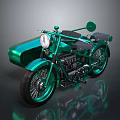 Green Vintage Motorcycle With Shiny Body Chrome Details And Retro Design