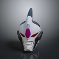 Sleek Robotic Style Weapon Helmet With White Black Purple Sharp Horn Red Eyes
