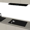 Modern Kitchen Appliances Featuring Stainless Steel Range Hood Cooktop Sink And Countertop