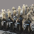 Chess Entertainment Game Set With Foldable Chessboard Black And White Pieces