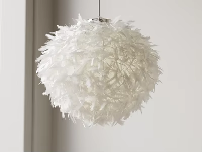 White Feather Fluffy Pendant Light For Modern Interior Room Decor 3d model