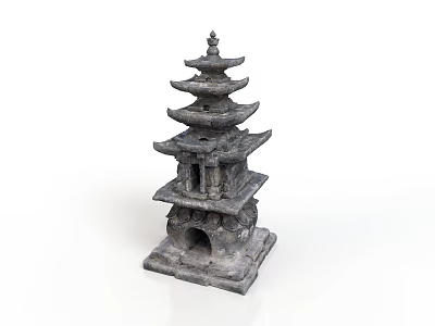 Traditional Stone Pagoda Architecture with Multi Tiered Design Ornate Eaves and Solid Base 3d model