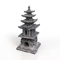 Traditional Stone Pagoda Architecture with Multi Tiered Design Ornate Eaves and Solid Base