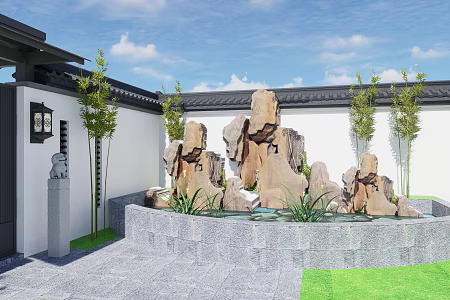 garden landscape rockery 3d model