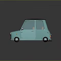Light Blue Vintage Compact Car With Black Stripes And Dark Roof