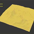 3D Terrain Map Displaying Mountain Ranges and Color Coded Topographic Features 3d model
