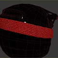 Tactical Military Helmet With Black Shell And Red Woven Strap For Combat Use