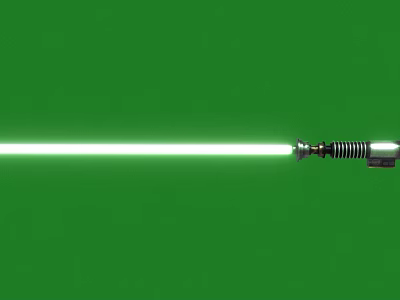 Futuristic Sci Fi Weapon Green Glowing Lightsaber With Metallic Hilt On Green Screen Background 3d model