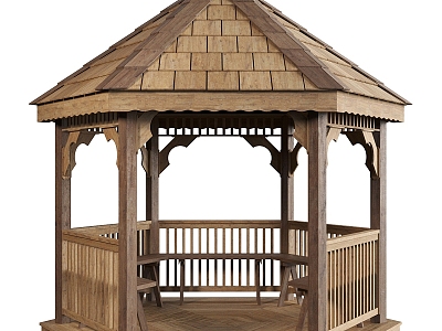 outdoor gazebo outdoor pavilion building gazebo wooden balustrade 3d model