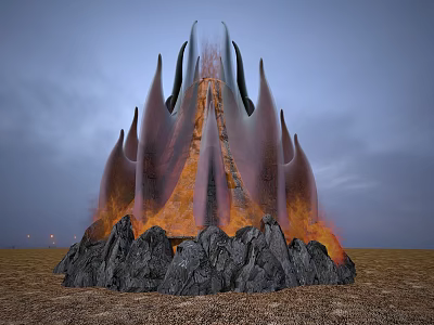 Modern Volcano Crater Magma Volcanic Rock Volcanic Island Flaming Mountain Submarine Volcano 3d model