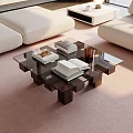 Modern Living Room Interior With Glass Coffee Table Open Books Sofa And Decorative Items