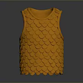 Orange Scaly Vest With Textured Fish Scale Pattern And 3D Rendered Design 3d model
