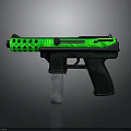 Green and Black Pistol with Hollowed Out Patterned Upper Receiver and Tactical Design