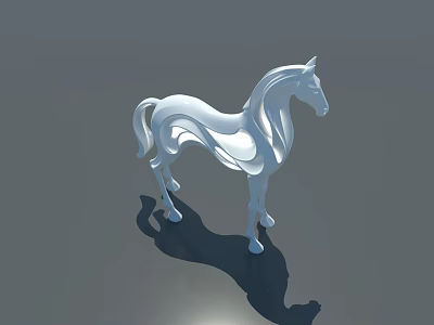 Minimalist White Horse Sculpture Decorative Ornament Set For Modern Home Decoration 3d model