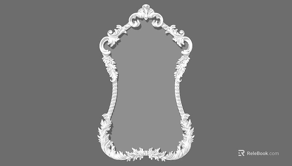 Ornate Mirror Featuring Intricate Carved Frame With Leaf And Floral Patterns 3d model